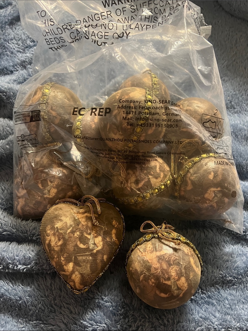 10 piece vintage cherub Christmas ornaments
